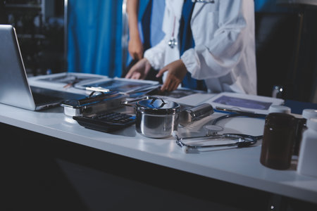 Doctors are meeting at the hospital to discuss treatment options and share experiences with colleagues.の写真素材