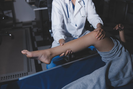 Rehabilitation therapy Professional male physiotherapists working in rehabilitation centers while...