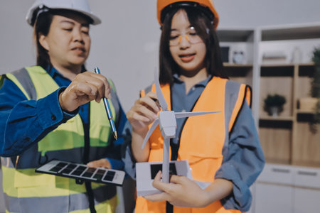 Architects and engineers working collaboratively on construction projectの写真素材