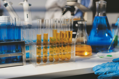 Researchers working in the clinical laboratoryの写真素材