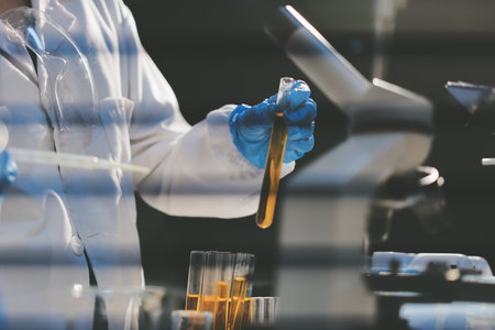 Researchers working in the clinical laboratoryの写真素材