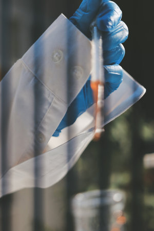 Researchers working in the clinical laboratoryの写真素材