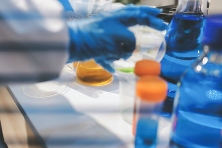 Researchers working in the clinical laboratoryの写真素材