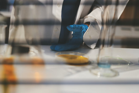 Researchers working in the clinical laboratoryの写真素材