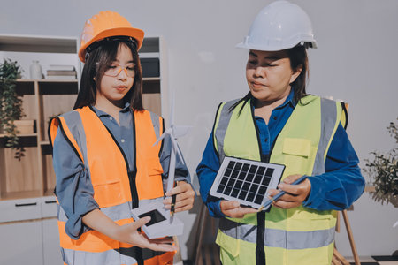 Architects and engineers working collaboratively on construction projectの写真素材