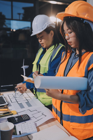 Architects and engineers working collaboratively on construction projectの写真素材
