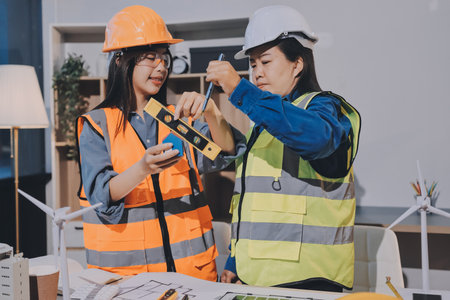 Architects and engineers working collaboratively on construction projectの写真素材