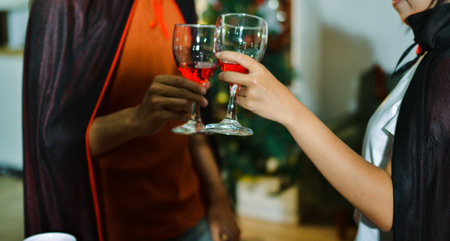 People having fun at Halloween partyの写真素材