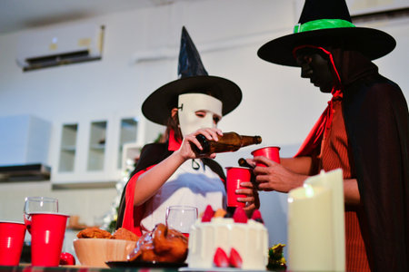 People having fun at Halloween party