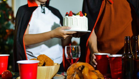 People having fun at Halloween party