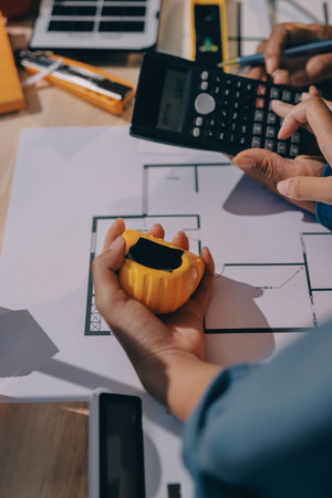 Architects and engineers working collaboratively on construction projectの写真素材