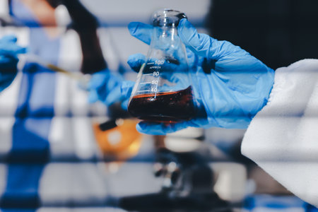 Researchers working in the clinical laboratoryの写真素材