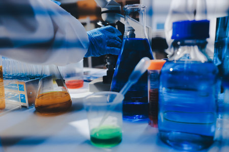 Researchers working in the clinical laboratoryの写真素材