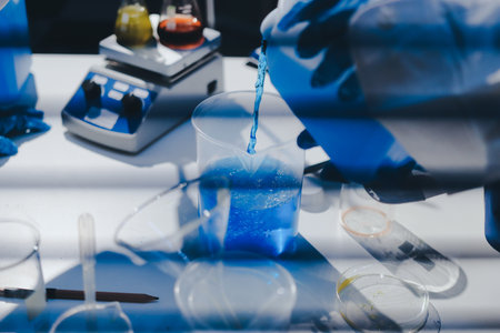 Researchers working in the clinical laboratoryの写真素材