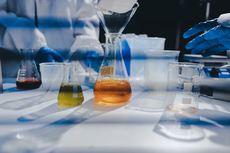 Researchers working in the clinical laboratoryの写真素材