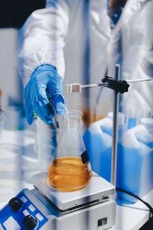 Researchers working in the clinical laboratoryの写真素材