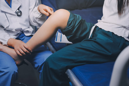 Rehabilitation therapy Professional male physiotherapists working in rehabilitation centers while...