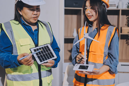 Architects and engineers working collaboratively on construction projectの写真素材