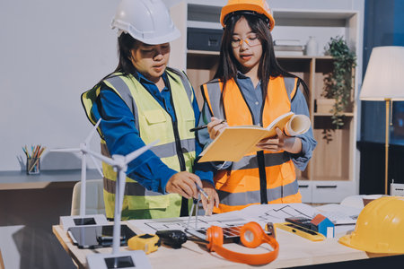 Architects and engineers working collaboratively on construction projectの写真素材