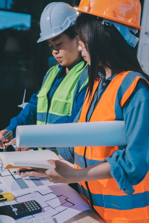 Architects and engineers working collaboratively on construction projectの写真素材