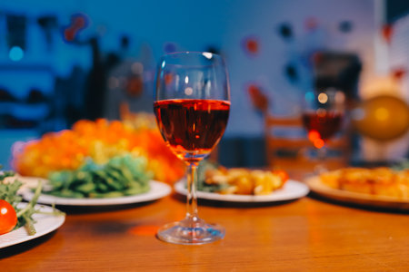 Joyful Halloween party with coworkers in costumes, celebrating with drinks and laughter, fostering teamwork and festive spiritの写真素材