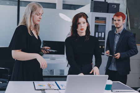 Multiracial business people having meetingの写真素材