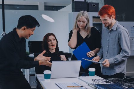 Multiracial business people having meetingの写真素材