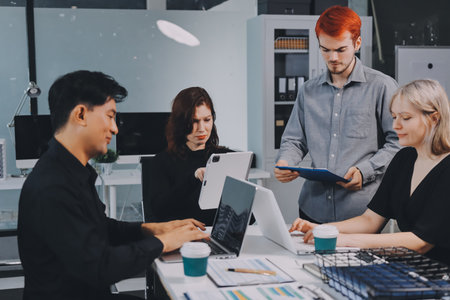 Multiracial business people having meetingの写真素材