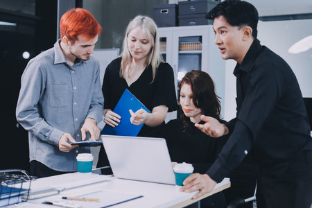 Multiracial business people having meetingの写真素材