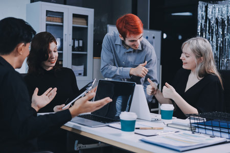 Multiracial business people having meetingの写真素材