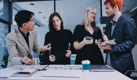 Multiracial business people having meetingの写真素材