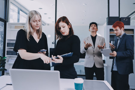 Multiracial business people having meetingの写真素材