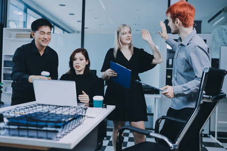 Multiracial business people having meeting
