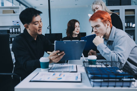 Multiracial business people having meeting