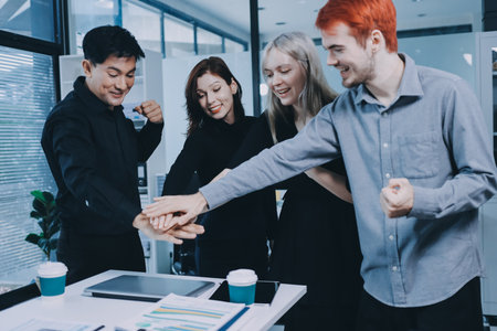 Multiracial business people having meetingの写真素材