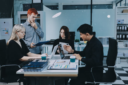 Multiracial business people having meeting