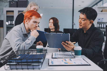 Multiracial business people having meetingの写真素材