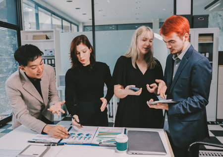 Multiracial business people having meeting