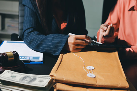Consultation and conference of professional businesswoman and Male lawyers working and discussion...