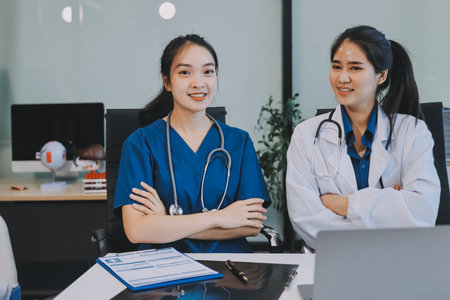 Portrait of two dedicated doctorsの写真素材