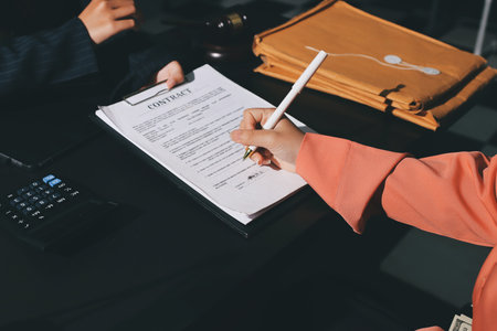 Consultation and conference of professional businesswoman and Male lawyers working and discussion...