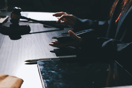 Consultation and conference of professional businesswoman and Male lawyers working and discussion...