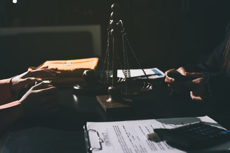 Consultation and conference of professional businesswoman and Male lawyers working and discussion...