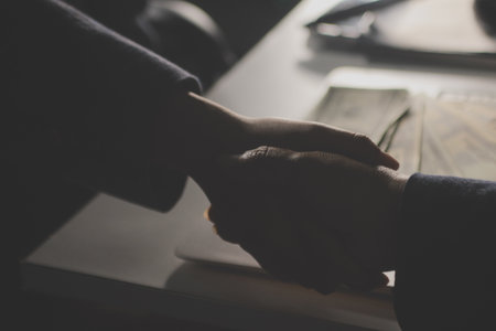 Businesswoman and Male lawyer or judge consult and conference having team meeting with client at law firm in office, Law and Legal services conceptの写真素材