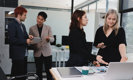 Multiracial business people having meetingの写真素材