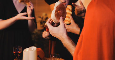 Friends enjoying a Halloween party at a bar