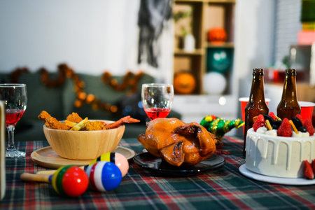 People having fun at Halloween partyの写真素材