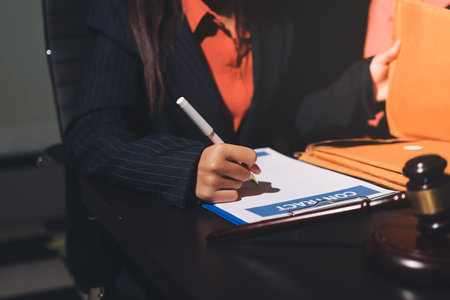 Consultation and conference of professional businesswoman and Male lawyers working and discussion...
