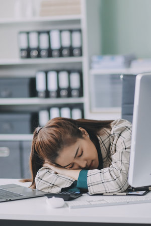 Finance manager feeling sick, tired and worried about a financial problem at her startup company....