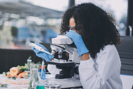 Chemical Laboratory of the Food supply . Food in laboratory, dna modify . GMO in lab .